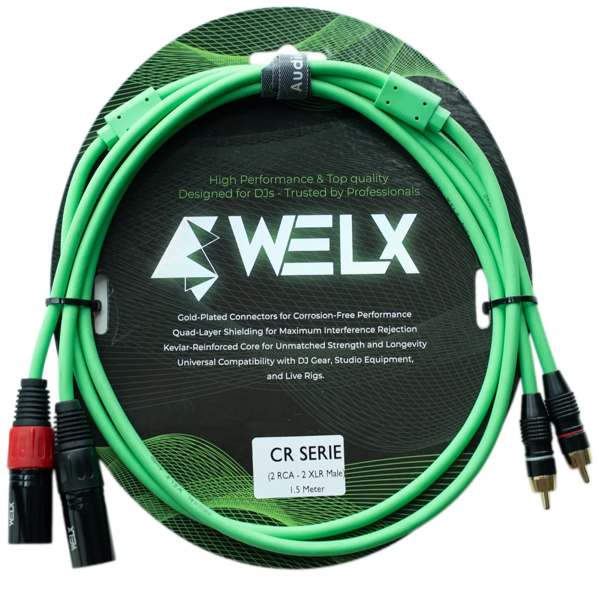 Welx 2xRCA Ma > 2xXLR Ma Green 1.5m