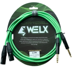 Welx 2x6.3mm Ma ST > 2xXLR Ma Green 1.5m