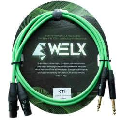 Welx 2x6.3mm Ma ST > 2xXLR Fe Green 1m