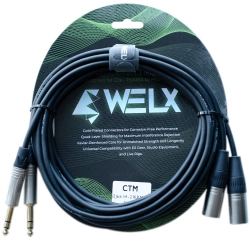 Welx 2x6.3mm Ma ST > 2xXLR Ma Blackwaves 3m
