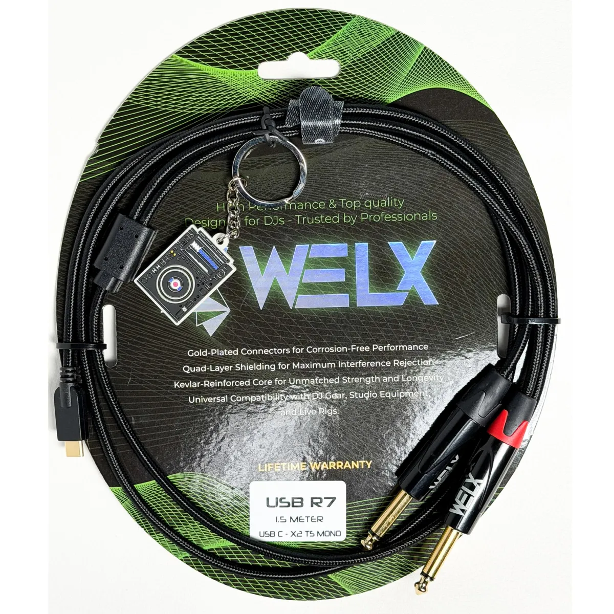 Welx USB-C Ma > 2x6.3mm Ma MO 1.5m