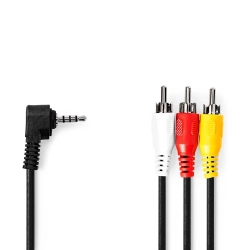 Nedis 3.5mm Ma > 3xRCA Ma Black 1m
