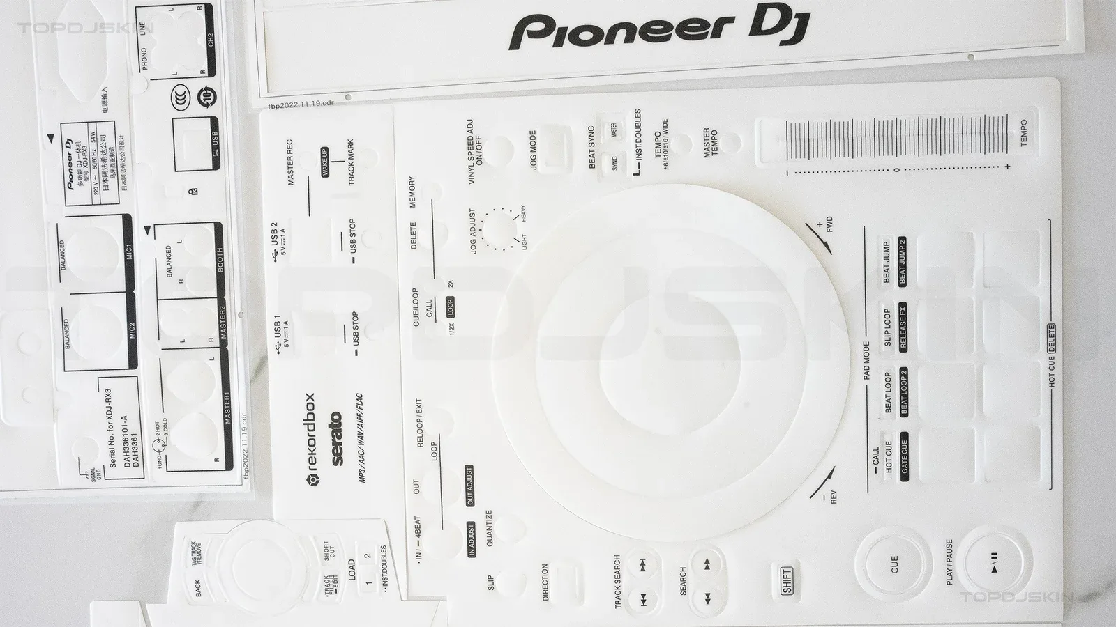 TopDJ Skin Pioneer DJ XDJ-RX3 Protection White