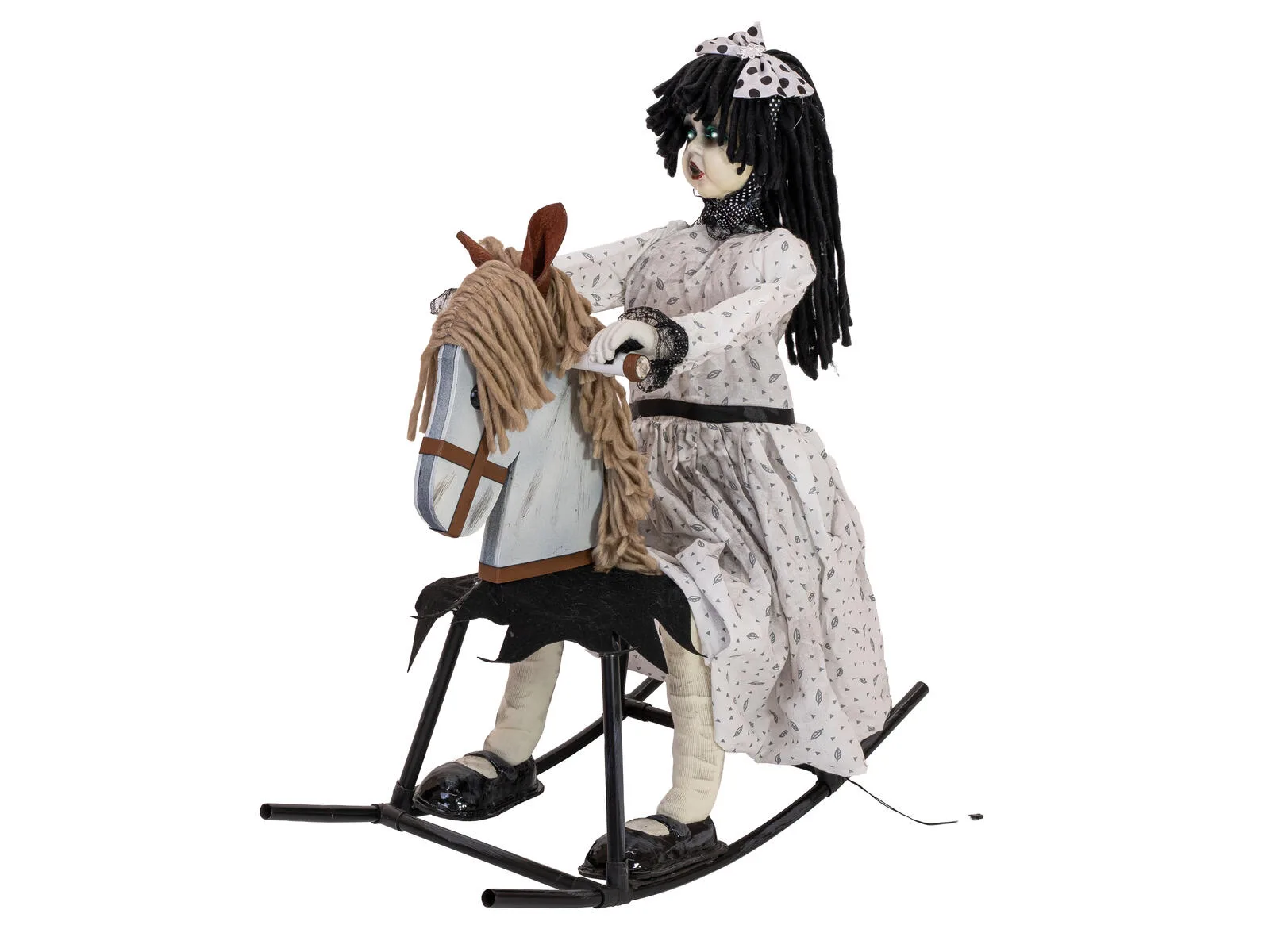 Europalms Halloween Figure Girl On Rocking Horse Animated 72cm