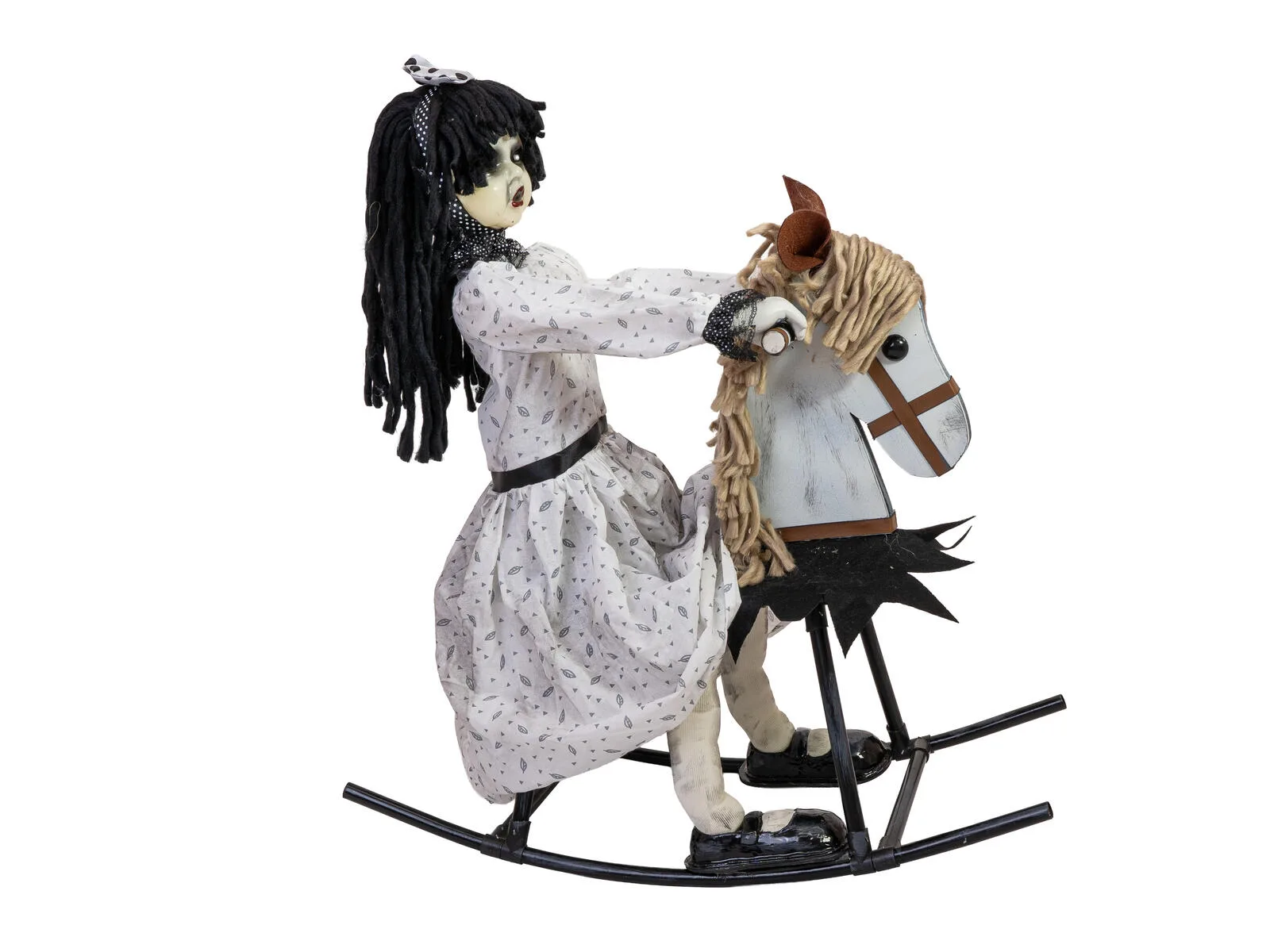 Europalms Halloween Figure Girl On Rocking Horse Animated 72cm