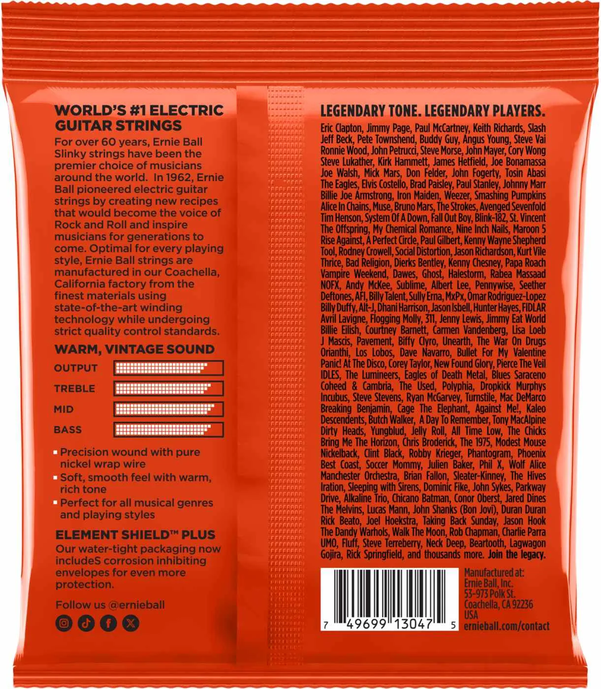 Ernie Ball 2254 Classic Skinny Top Heavy Bottom Slinky Pure Nickel