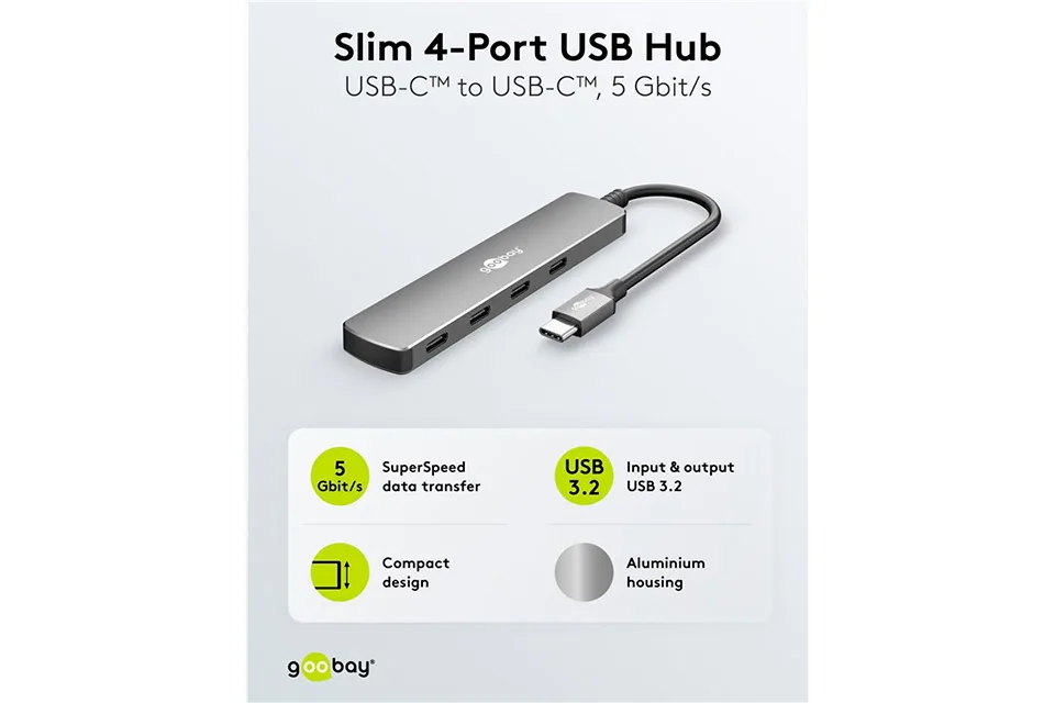 Goobay USB Hub USB-C Plug 4xUSB-C Fe USB3.2 PnP 8K