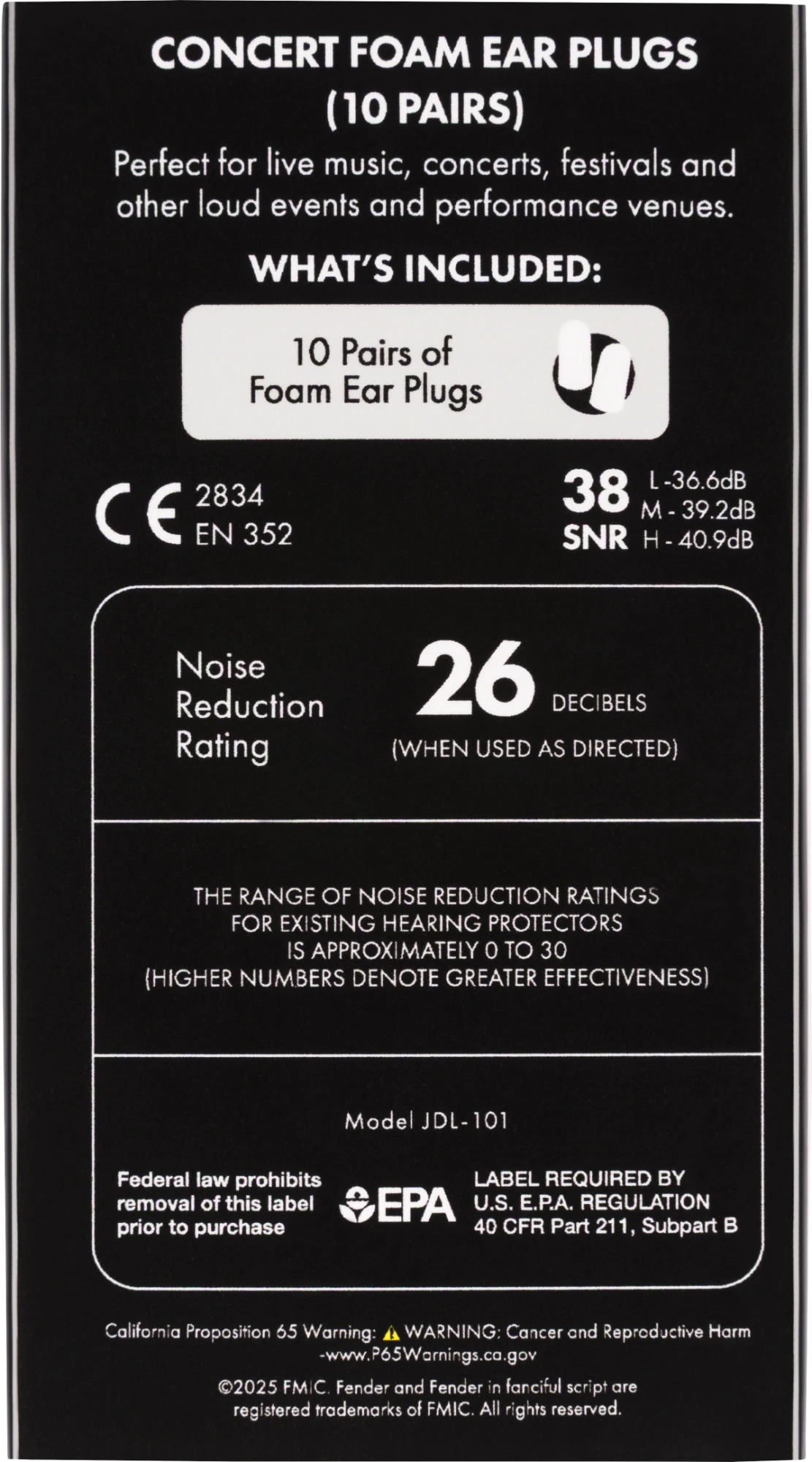 Fender Concert Ear Plugs 10-pairs