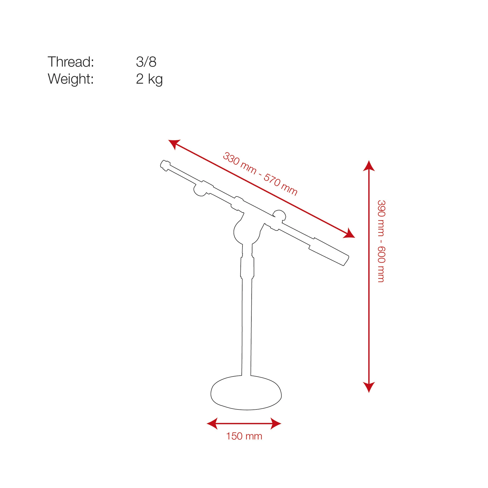 DAP Audio D8204C Desk Mic Stand Boom