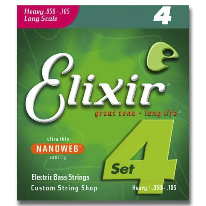 Elixir 14102 Electric Bass Nickel Plated Steel NANOWEB 050-105