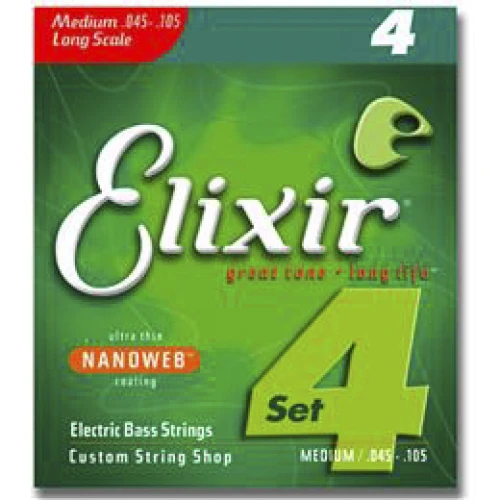 Elixir 14077 Electric Bass Nickel Plated Steel NANOWEB 045-105