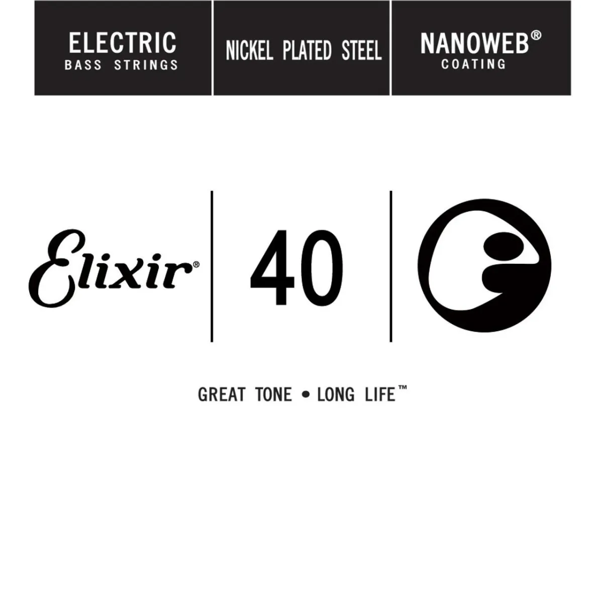 Elixir 15340 Nickel Plated Steel Single Bass NANOWEB Long Scale 040