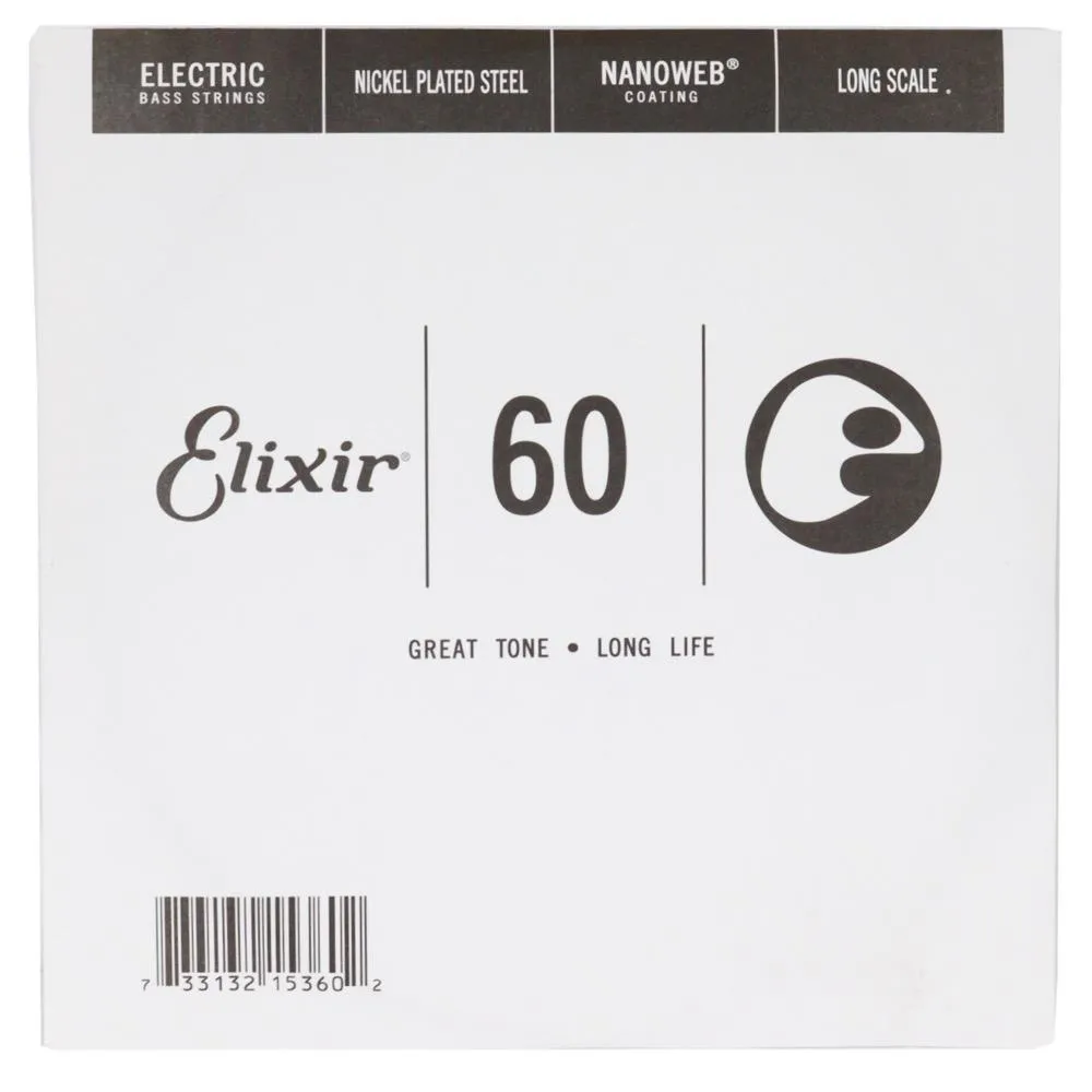 Elixir 15360 Nickel Plated Steel Single Bass NANOWEB Long Scale 060