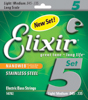 Elixir 14782 Electric Bass Stainless Steel 5-String NANOWEB 045-135