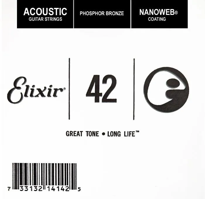 Elixir 14142 Phosphor Bronze Single Acoustic Guitar NANOWEB 042