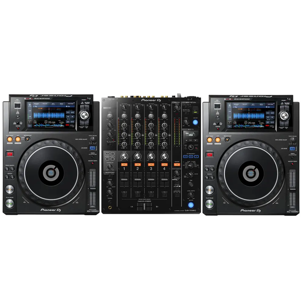 Pioneer DJ XDJ-1000MK2 x2, DJM-750MK2 and HDJ-X7-K
