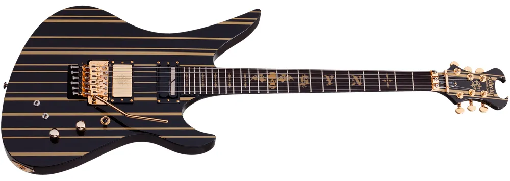 Schecter Synyster Gates Custom Sustainiac Gloss Black with Gold Stripes