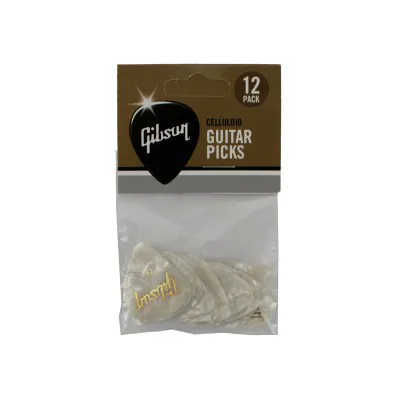 Gibson Pearloid White Picks 12 Pack Heavy