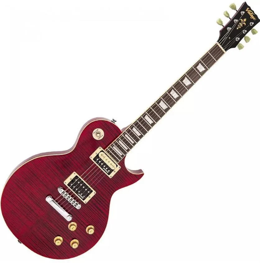Vintage V100 GUITAR - FLAMED MAPLE - THRU WINE RED