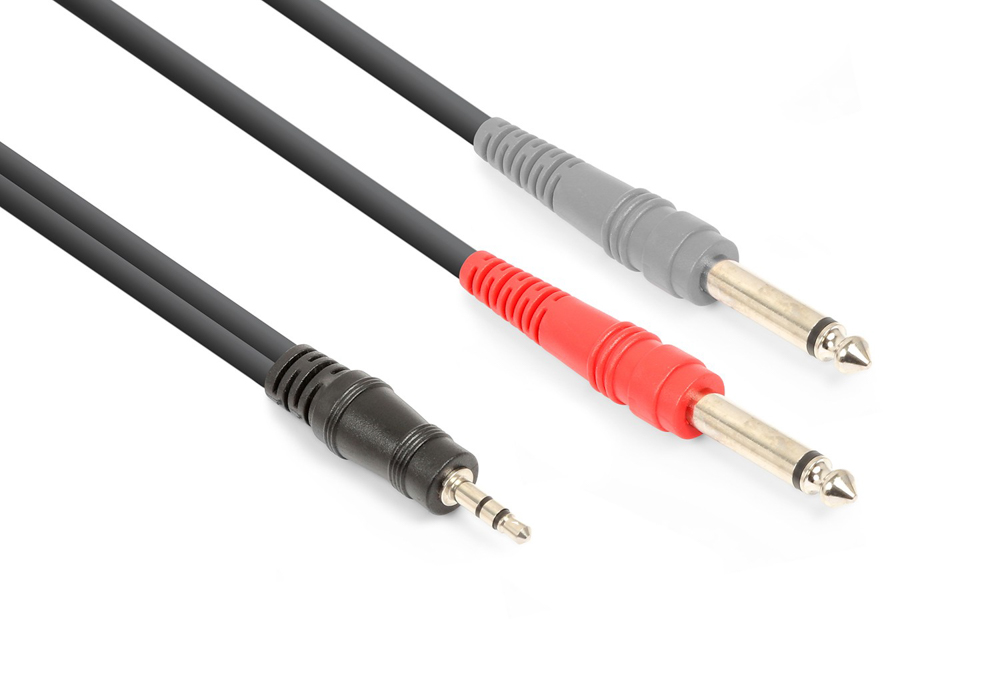 Vonyx Cable 3.5 Stereo-2x6.3 Mono 1,5m [2 pcs left]