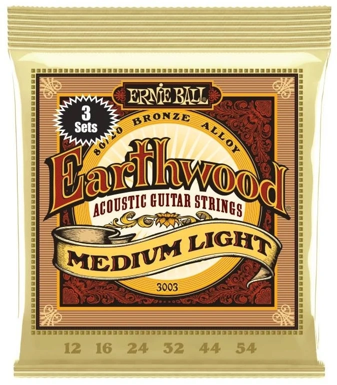 Ernie Ball EB-3003 Earthwood Medium-Light, 3 Pack