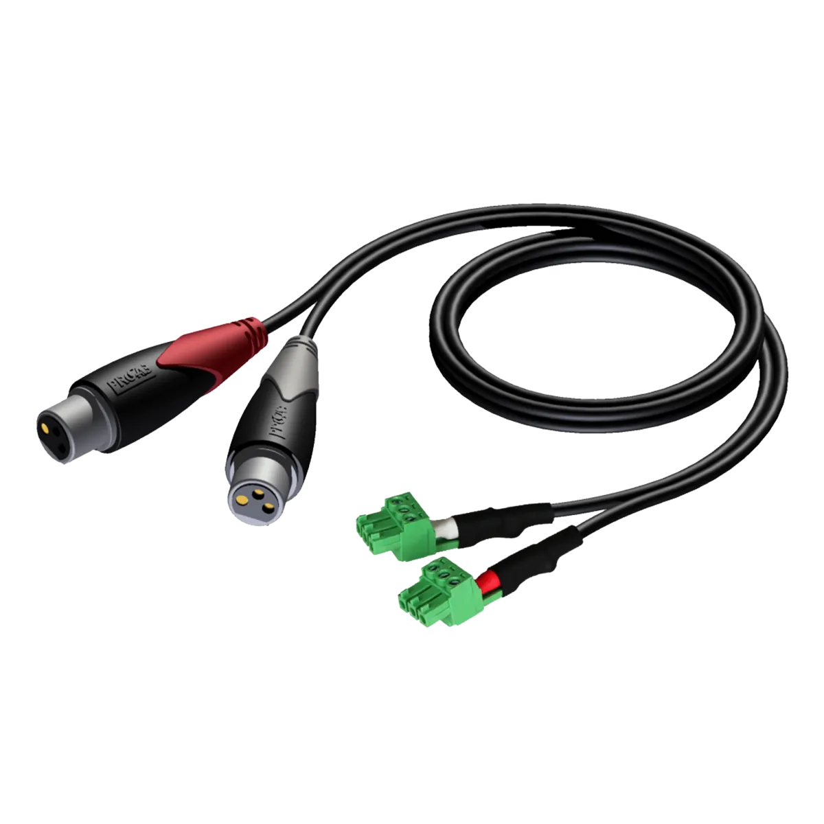 Procab 2xXLR Fe 3-pin > 2xEuroblock/Phoenix 3-pin 1m