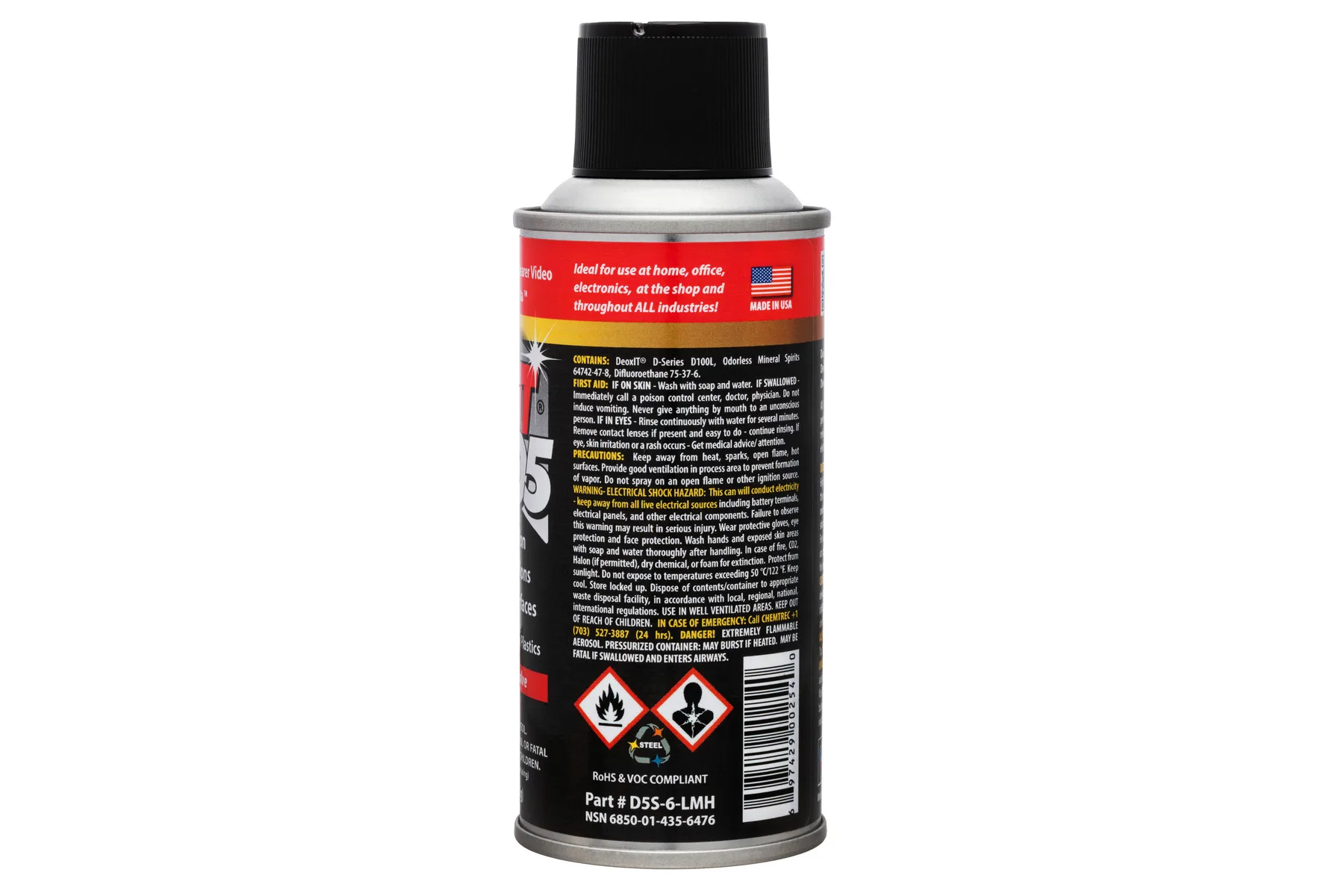 Hosa CAIG DeoxIT D5 Contact Cleaner 5% Spray 5 oz