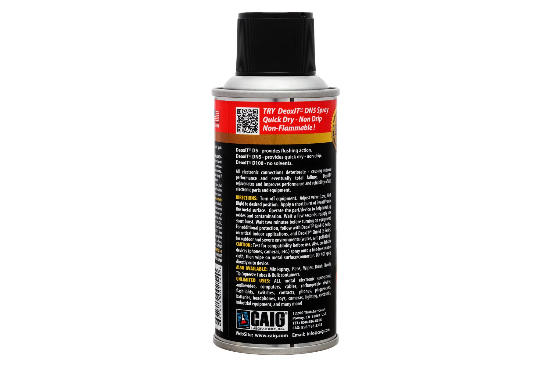 Hosa CAIG DeoxIT D5 Contact Cleaner 5% Spray 5 oz