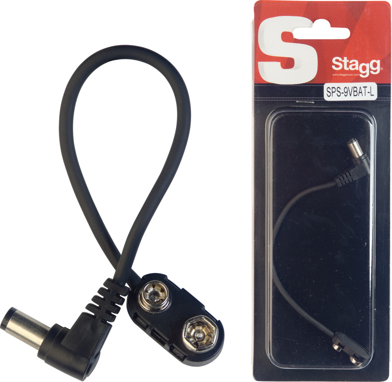 Stagg 15cm DC Power Male Battery 9V Snap Angled