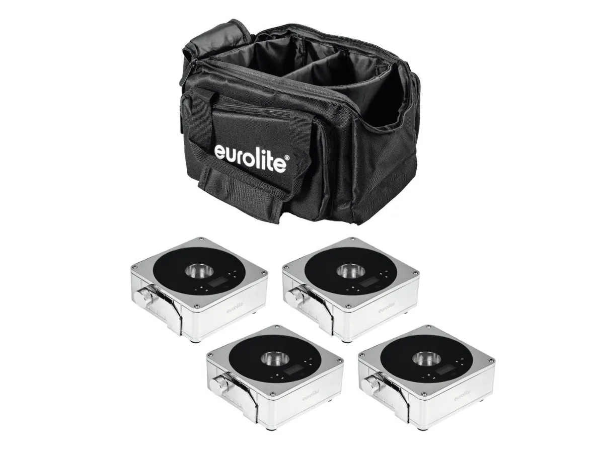 Eurolite Set 4x AKKU IP Flat Light 1 chrome + Soft-Bag