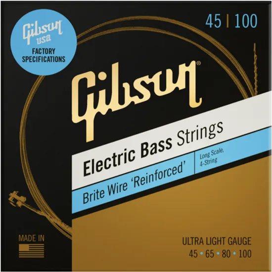 Gibson Long Scale Brite Wire Bass Strings Roundwound Ultra-Light